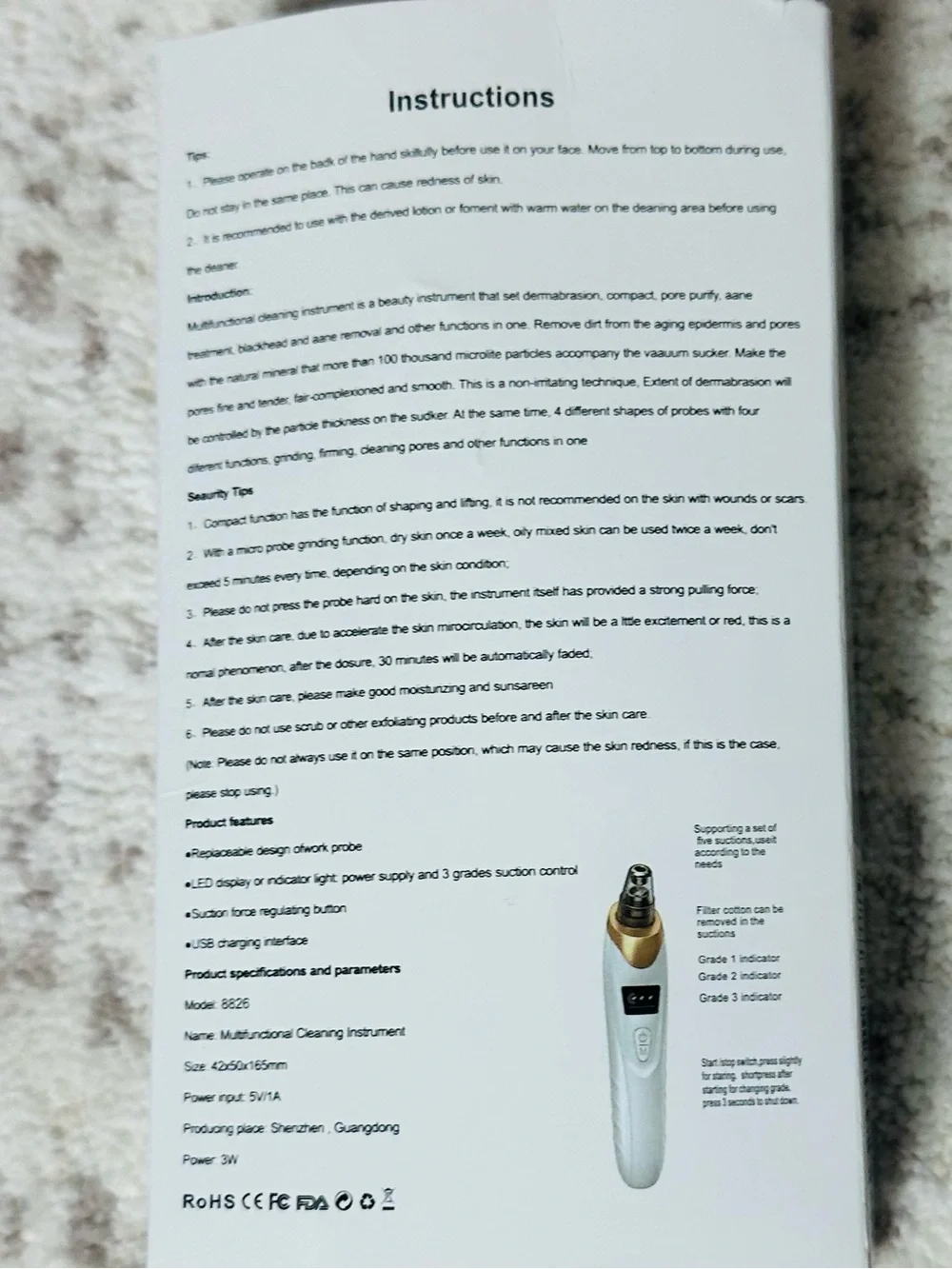 Source Unknown White and Gold Multifunctional Cleaning Instrument